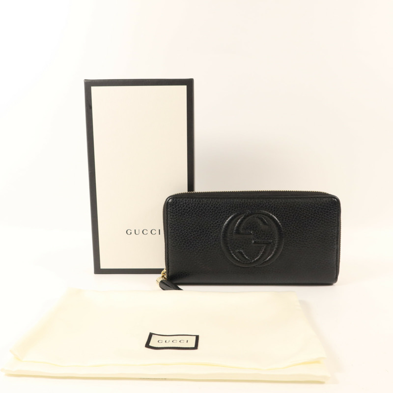 GUCCI 牛皮皮革Long Round Wallet金扣長錢包-12