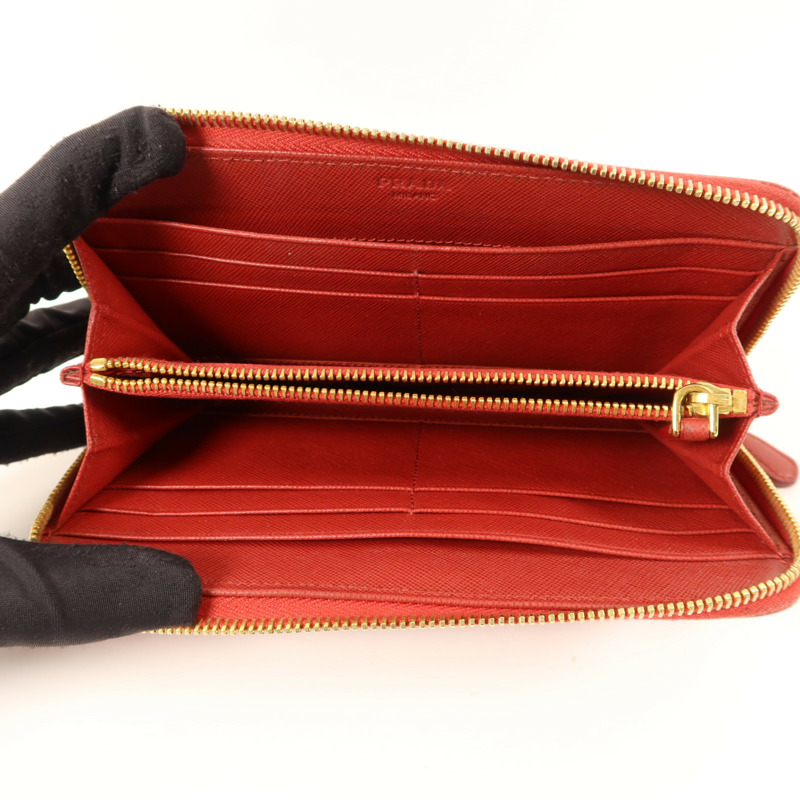 PRADA Saffiano皮革Long Round Wallet金扣長錢包-4