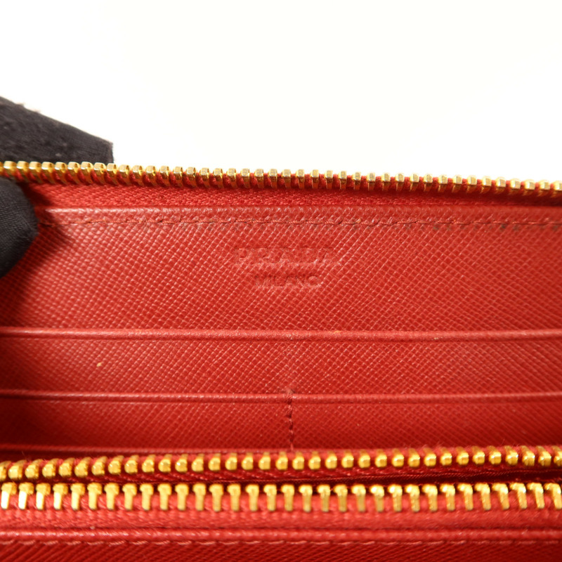 PRADA Saffiano皮革Long Round Wallet金扣長錢包-5
