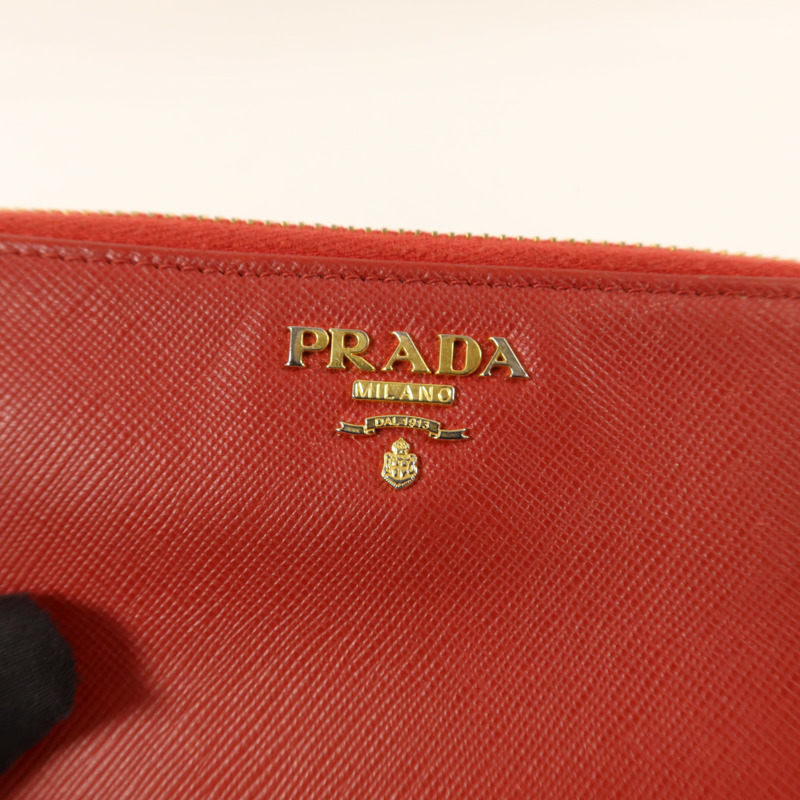 PRADA Saffiano皮革Long Round Wallet金扣長錢包-9