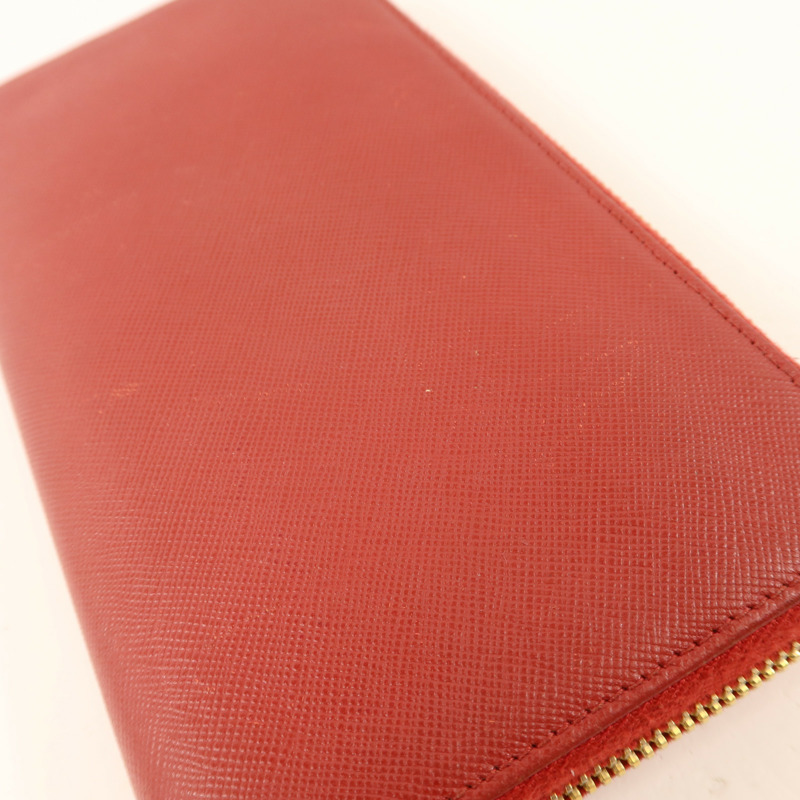 PRADA Saffiano皮革Long Round Wallet金扣長錢包-14