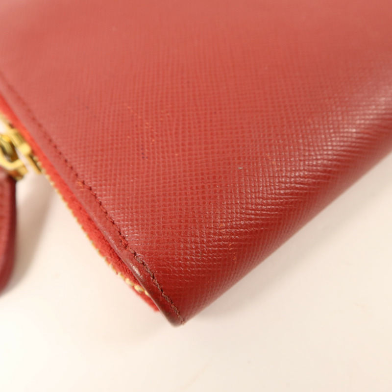 PRADA Saffiano皮革Long Round Wallet金扣長錢包-16