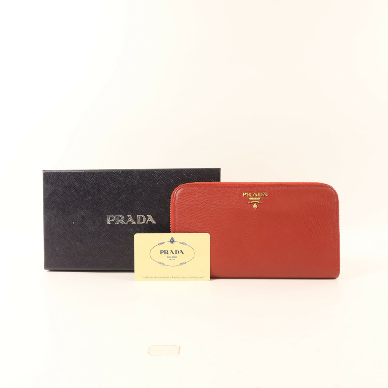 PRADA Saffiano皮革Long Round Wallet金扣長錢包-18