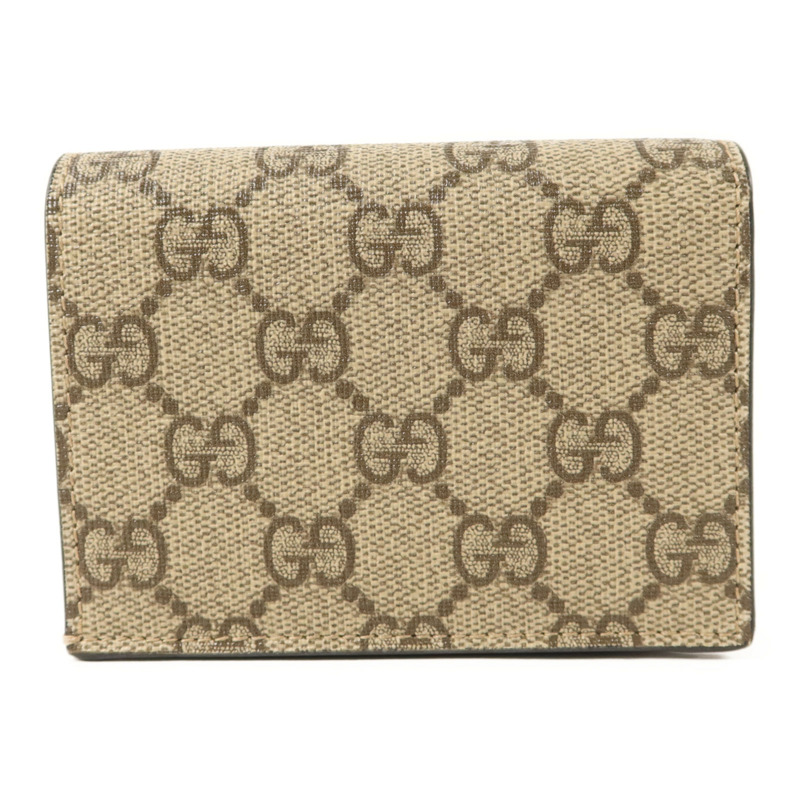 GUCCI 塗層帆布/牛皮皮革GG Marmont Bifold Wallet金扣錢包-1