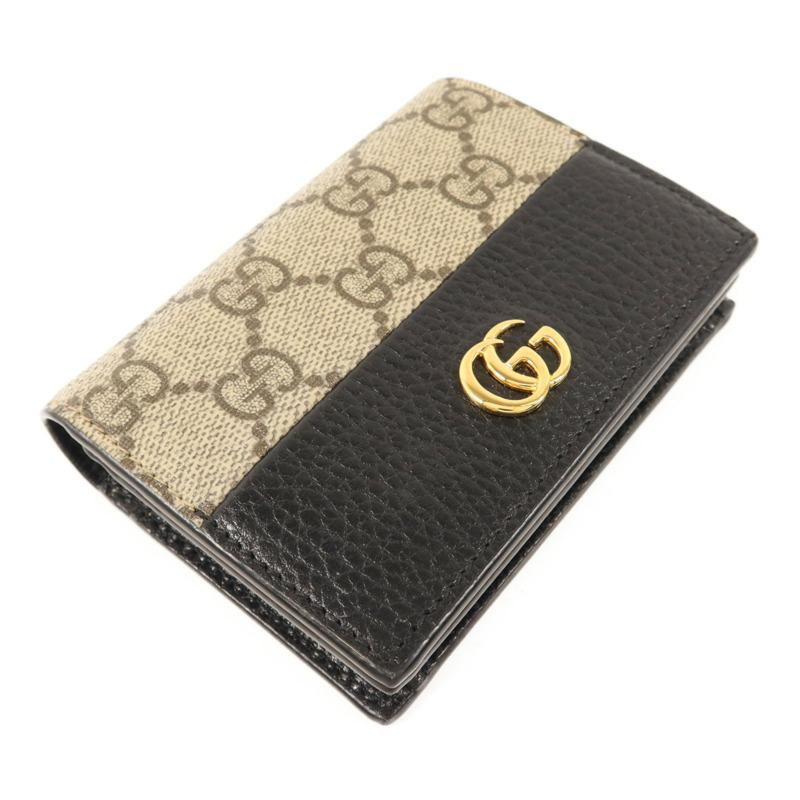 GUCCI 塗層帆布/牛皮皮革GG Marmont Bifold Wallet金扣錢包-2