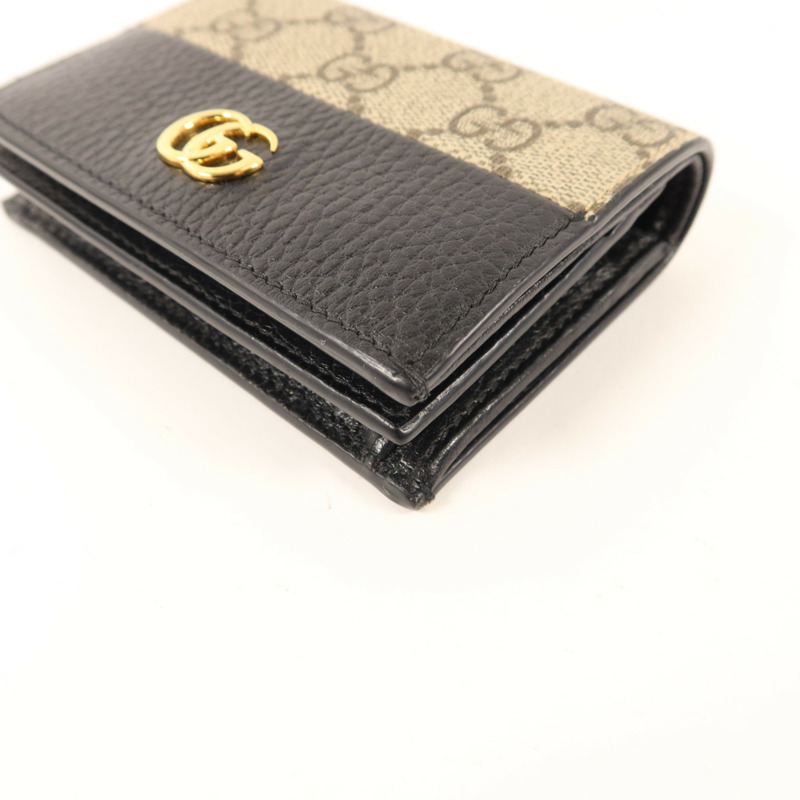 GUCCI 塗層帆布/牛皮皮革GG Marmont Bifold Wallet金扣錢包-11