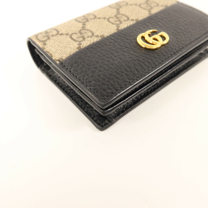 GUCCI 塗層帆布/牛皮皮革GG Marmont Bifold Wallet金扣錢包-12