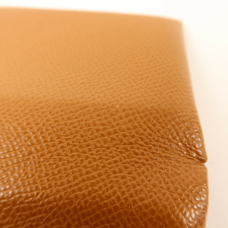 HERMES Epsom皮革Calvi銀扣卡片套Gold-16