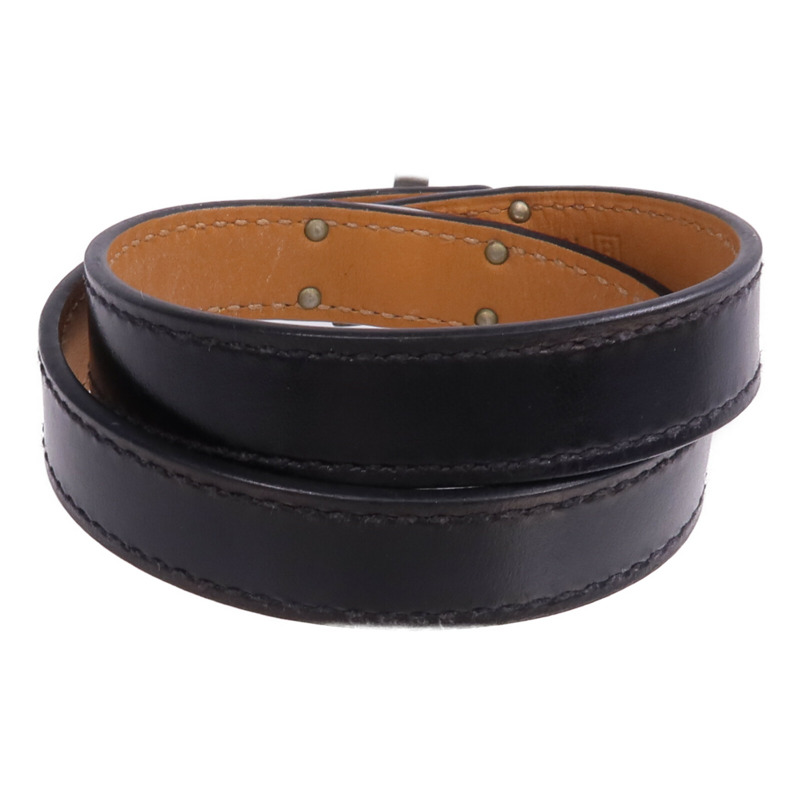 HERMES Boxcalf皮革Kelly Double Tour Bracelet銀扣手帶-2