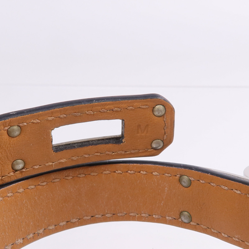 HERMES Boxcalf皮革Kelly Double Tour Bracelet銀扣手帶-7