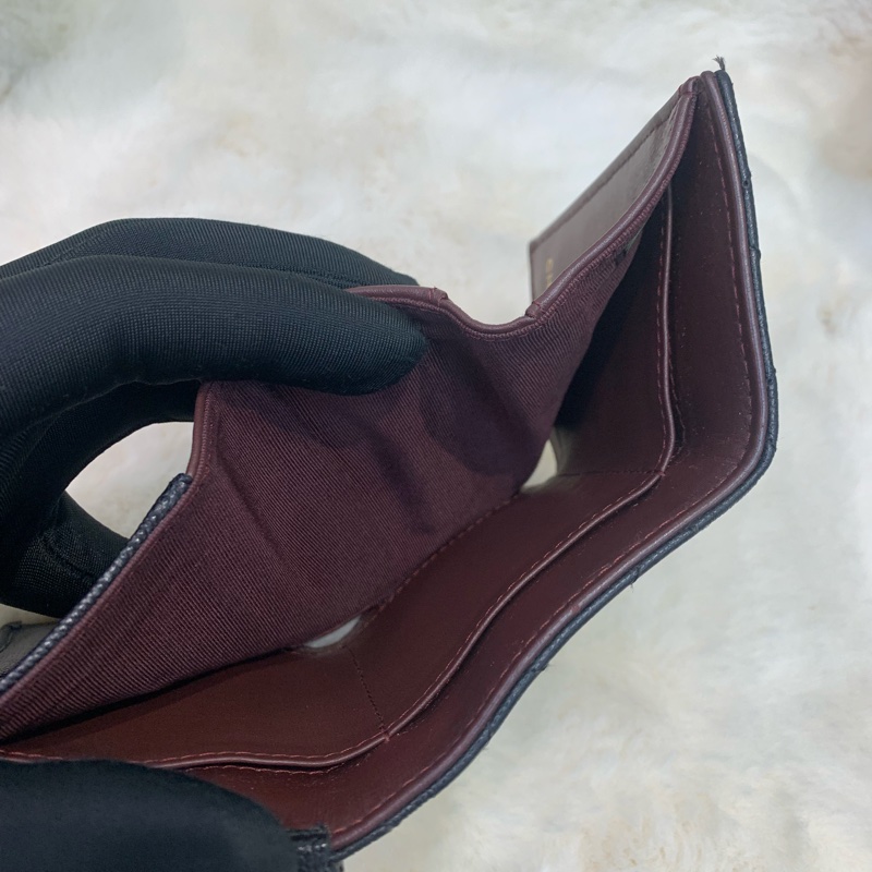 Chanel 香奈兒 荔枝牛皮黑金 短銀包-7