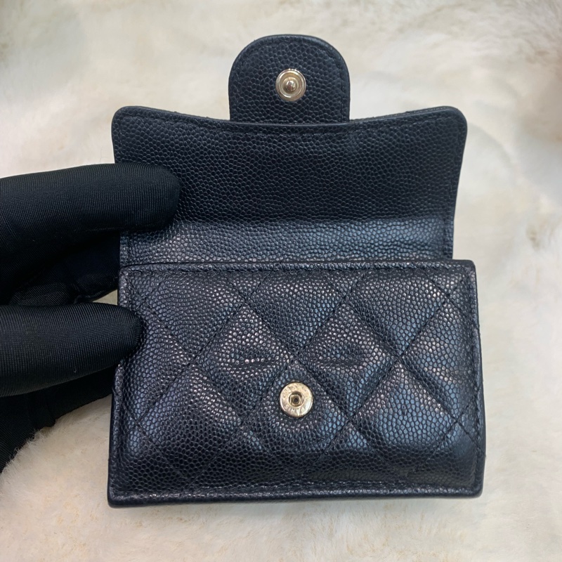 Chanel 香奈兒 荔枝牛皮黑金 短銀包-39