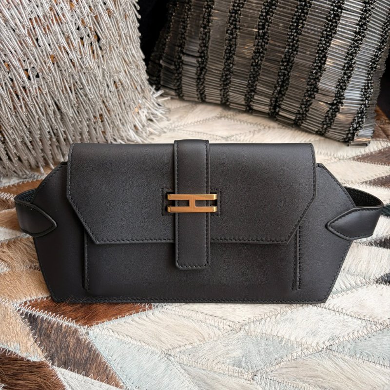 HERMES swift小牛皮Elan Pocket 24 腰帶 M 黑色-0