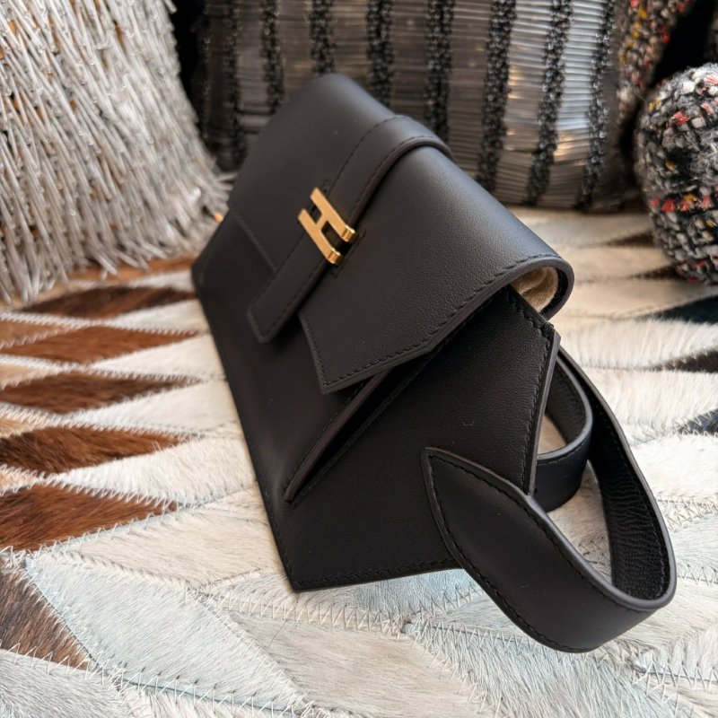 HERMES swift小牛皮Elan Pocket 24 腰帶 M 黑色-1