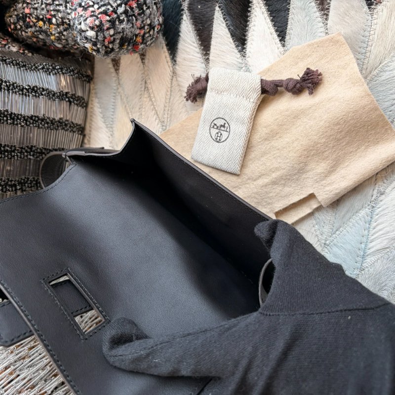 HERMES swift小牛皮Elan Pocket 24 腰帶 M 黑色-4