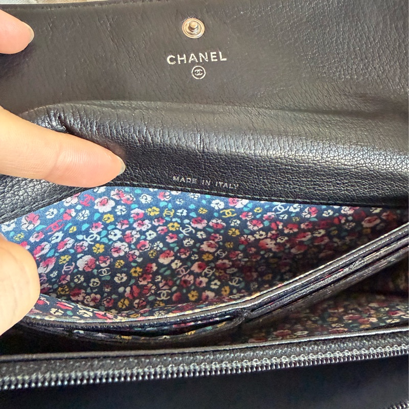 香奈兒 黑色皮革 長夾 錢包 鏈條包 小廢包 chanel WOC手袋側斜孭背長夾單肩包-7