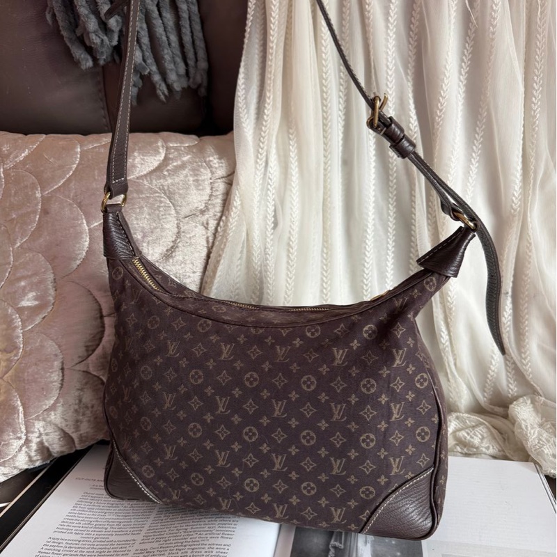 路易威登lv 路易威登 托特包 中古 老花 肩背包 二手包 路易威登 牛角包 / 腋下包 丹寧 Louis Vuitton Monogram denim Mini Lin Boulogne 經典款 女生 罕有-7