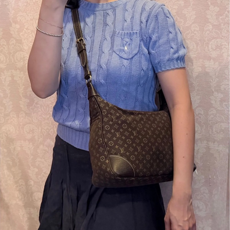 路易威登lv 路易威登 托特包 中古 老花 肩背包 二手包 路易威登 牛角包 / 腋下包 丹寧 Louis Vuitton Monogram denim Mini Lin Boulogne 經典款 女生 罕有-9