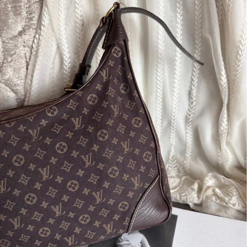 路易威登lv 路易威登 托特包 中古 老花 肩背包 二手包 路易威登 牛角包 / 腋下包 丹寧 Louis Vuitton Monogram denim Mini Lin Boulogne 經典款 女生 罕有-11