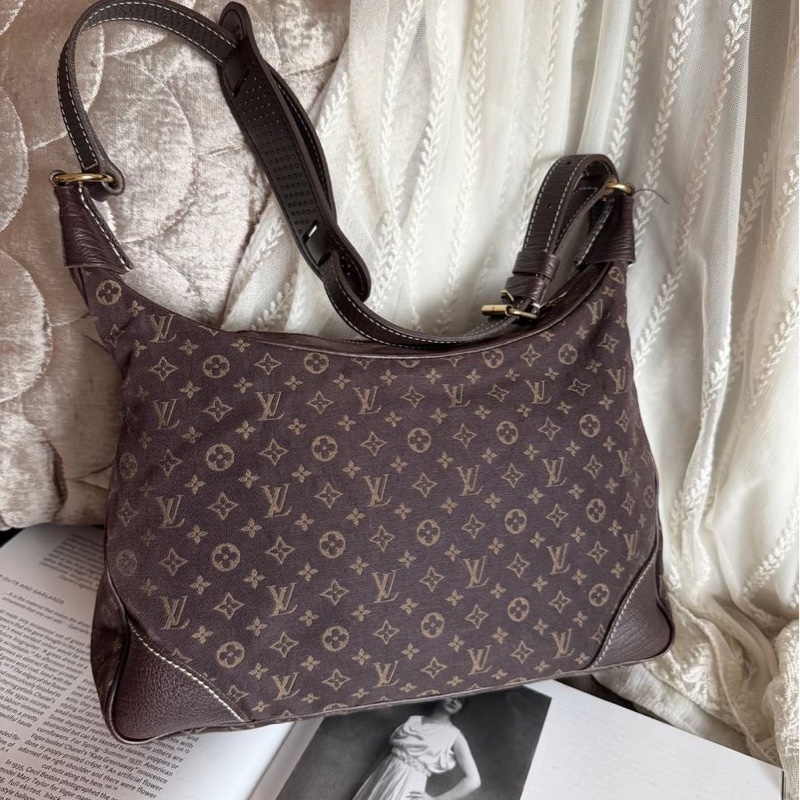 路易威登lv 路易威登 托特包 中古 老花 肩背包 二手包 路易威登 牛角包 / 腋下包 丹寧 Louis Vuitton Monogram denim Mini Lin Boulogne 經典款 女生 罕有-13