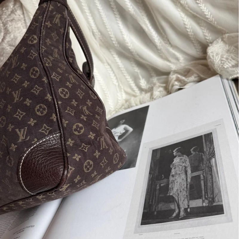 路易威登lv 路易威登 托特包 中古 老花 肩背包 二手包 路易威登 牛角包 / 腋下包 丹寧 Louis Vuitton Monogram denim Mini Lin Boulogne 經典款 女生 罕有-16