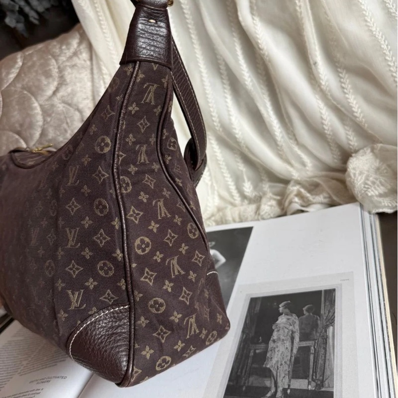 路易威登lv 路易威登 托特包 中古 老花 肩背包 二手包 路易威登 牛角包 / 腋下包 丹寧 Louis Vuitton Monogram denim Mini Lin Boulogne 經典款 女生 罕有-17