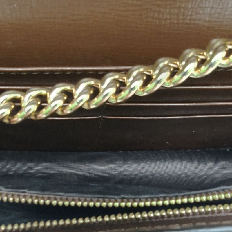 GUCCI 老花PVC金扣情人節限定愛心WOC鏈條包-4