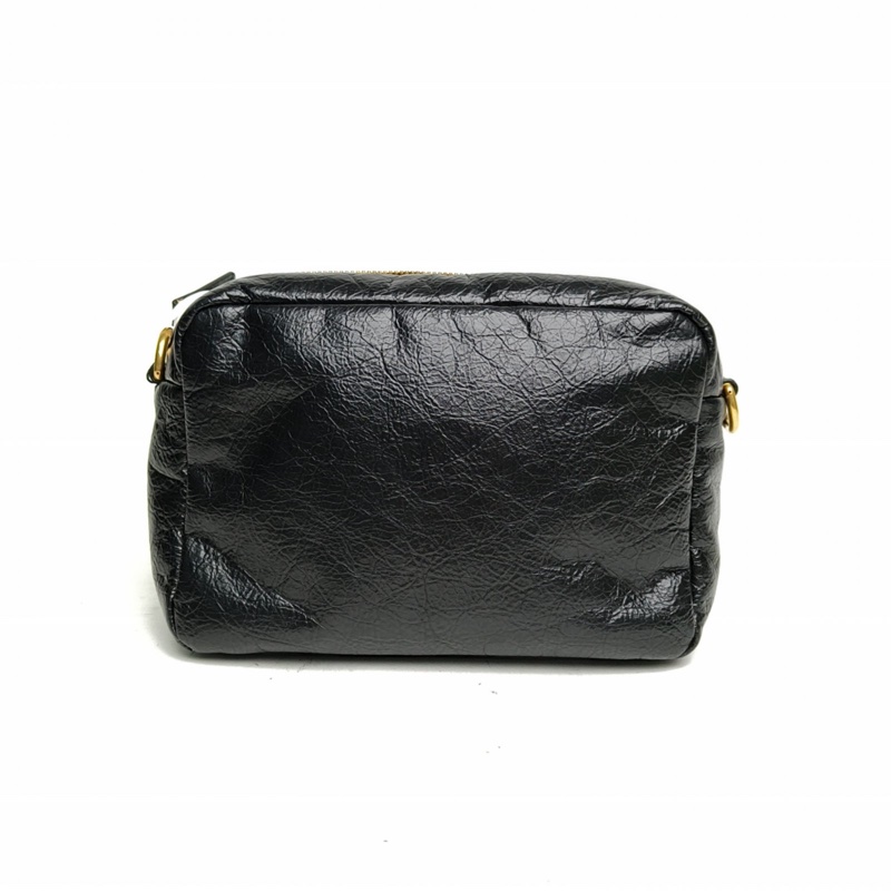 BALENCIAGA 黑色油蠟皮金扣Monaco相機包-2