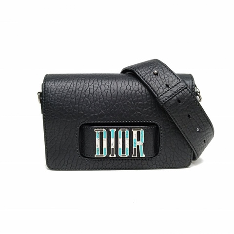 DIOR Jadior鏈條包中號25黑色牛皮銀扣寬肩帶
