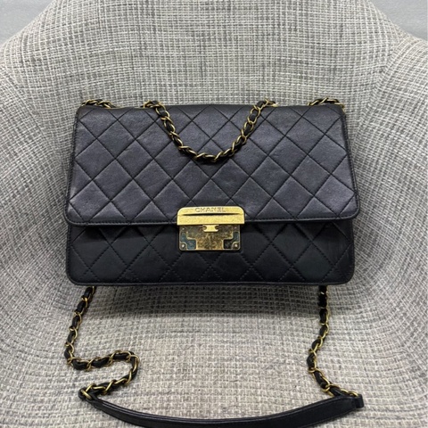 【90新✨中古稀有款❗️全網獨家】Chanel 牛皮菱格紋Vintage 口蓋包｜斜背包｜肩背包｜鏈條包