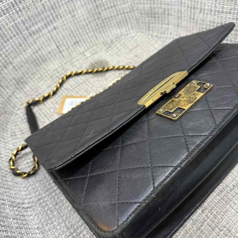 【90新✨中古稀有款❗️全網獨家】Chanel 牛皮菱格紋Vintage 口蓋包|斜背包|肩背包|鏈條包-4