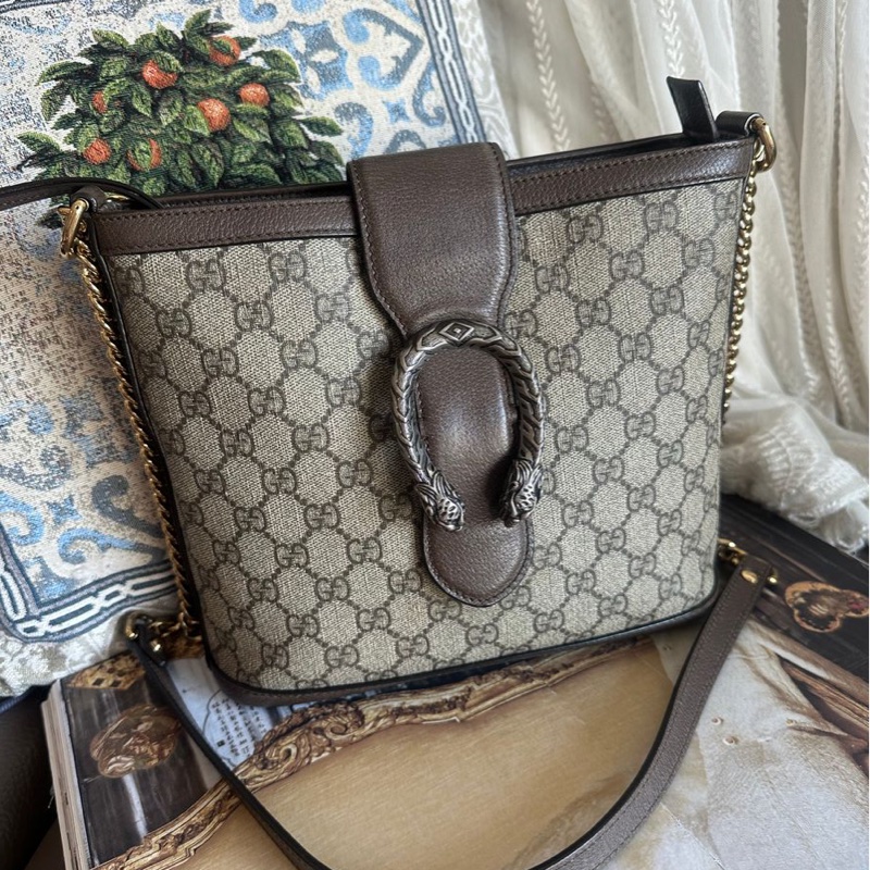 古馳 酒神包 水桶包 斜挎包 中古包 老化 Gucci Dionysus bucket bag-0