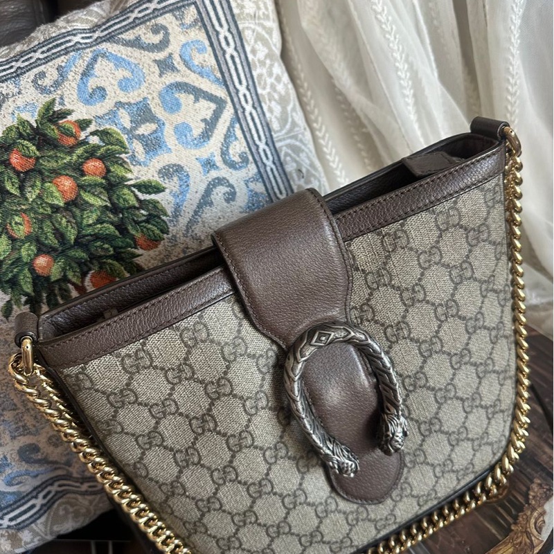 古馳 酒神包 水桶包 斜挎包 中古包 老化 Gucci Dionysus bucket bag-10