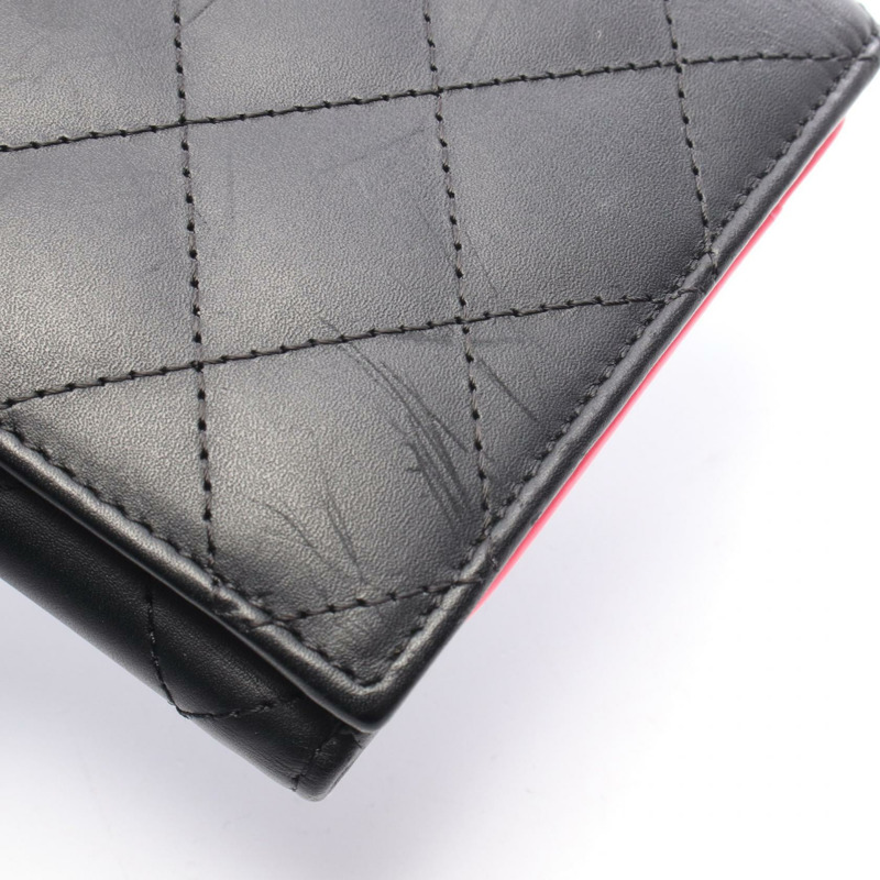 香奈兒 Cambon 系列雙折長錢包,黑色漆皮,二手女士錢包,帶五金配件-8