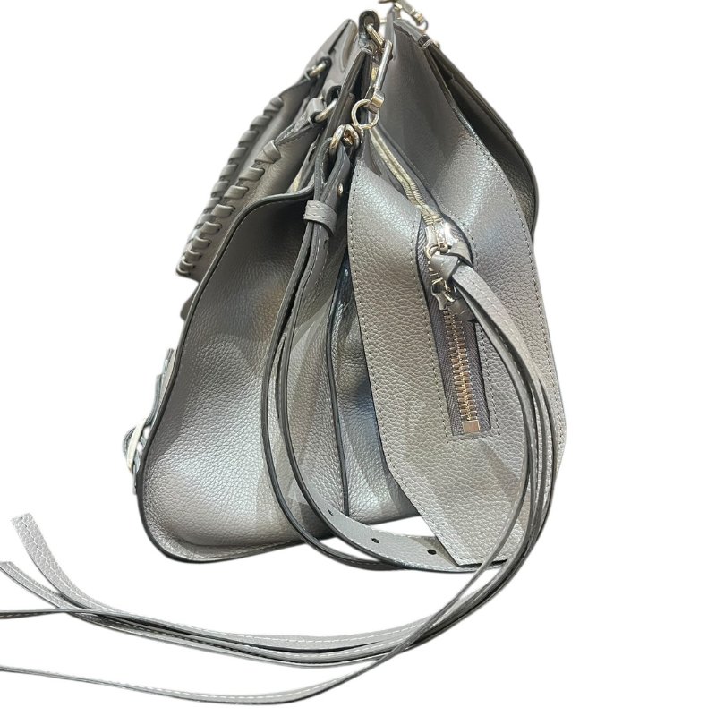 【美收精品】BALENCIAGA灰色大號機車包 5-163-4