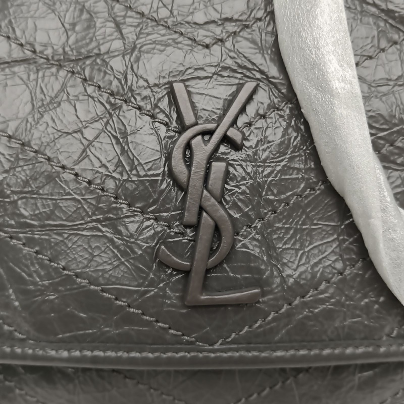 SAINT LAURENT NikiMini21灰色牛皮灰扣-4