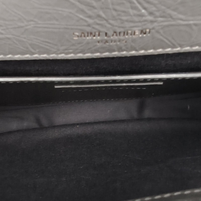 SAINT LAURENT NikiMini21灰色牛皮灰扣-5