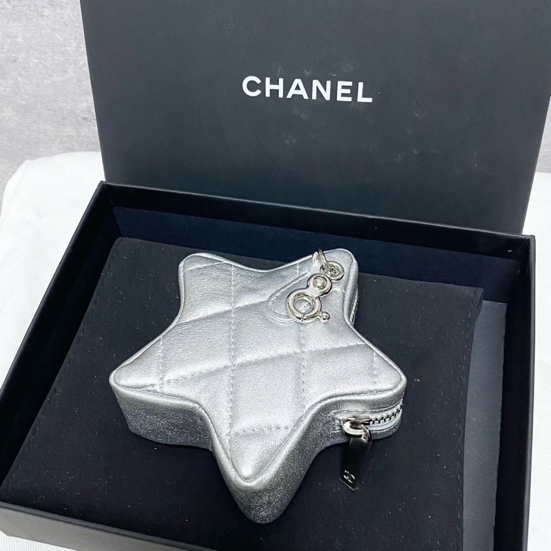 闲置新❤️CHANEL香奈兒24C銀色羊皮星星零錢包掛包-5