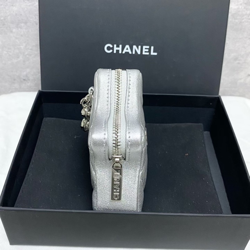 闲置新❤️CHANEL香奈兒24C銀色羊皮星星零錢包掛包-6