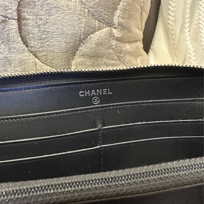 香奈兒 黑色皮革 長夾 錢包 鉚釘雙 C 鍊條包 chanel WOC手袋側斜孭背長夾單肩包-13