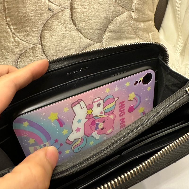 香奈兒 黑色皮革 長夾 錢包 鉚釘雙 C 鍊條包 chanel WOC手袋側斜孭背長夾單肩包-17