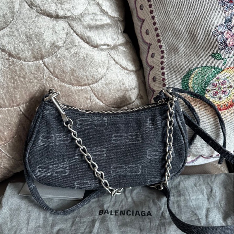 巴黎世家 黑色 丹寧 牛仔布 Balenciaga Le Cagole Mini 黑色牛仔布兩用包-6