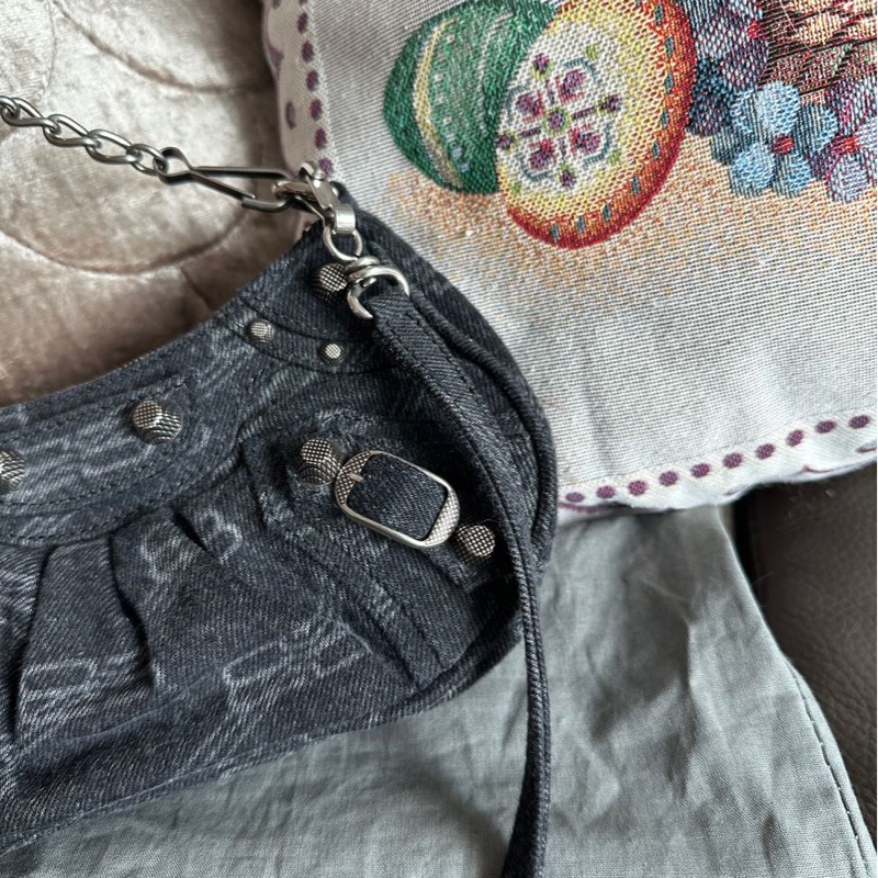 巴黎世家 黑色 丹寧 牛仔布 Balenciaga Le Cagole Mini 黑色牛仔布兩用包-7