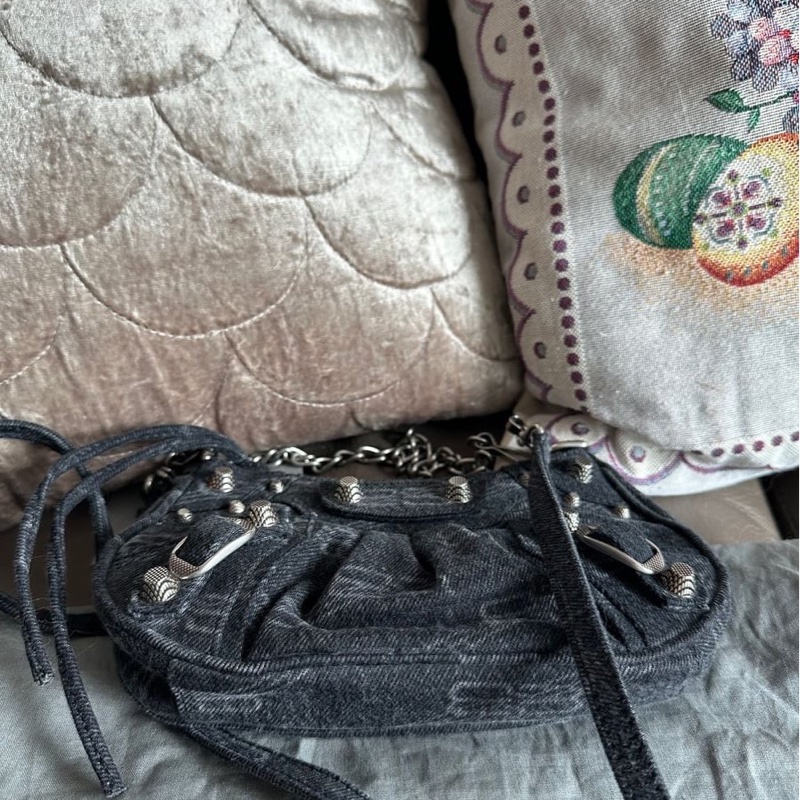 巴黎世家 黑色 丹寧 牛仔布 Balenciaga Le Cagole Mini 黑色牛仔布兩用包-9