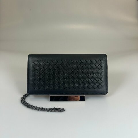 BV  黑色小編織鏈條斜背包
