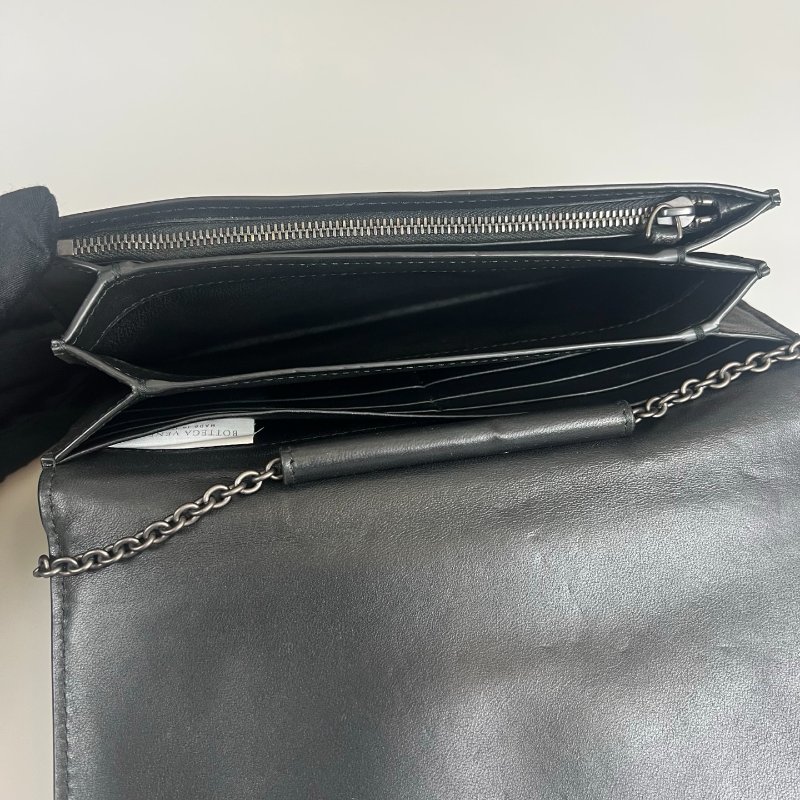 BV 黑色小編織鏈條斜背包-7
