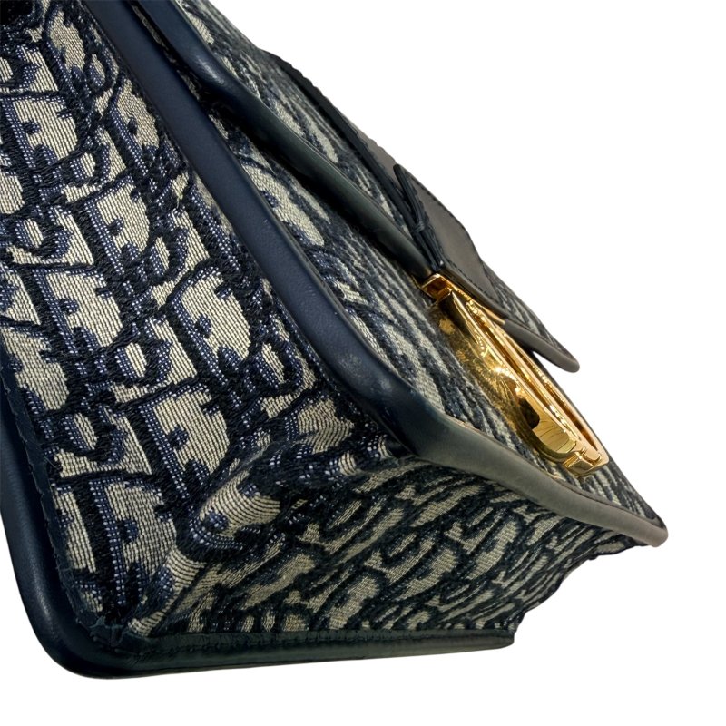 CHRISTIAN DIOR 迪奧 30 MONTAIGNE 肩背包 OBLIQUE 緹花帆布 灰色 金釦-4