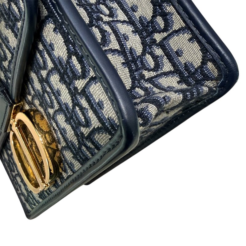 CHRISTIAN DIOR 迪奧 30 MONTAIGNE 肩背包 OBLIQUE 緹花帆布 灰色 金釦-6