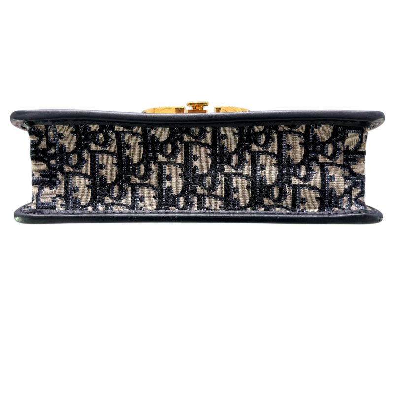 CHRISTIAN DIOR 迪奧 30 MONTAIGNE 肩背包 OBLIQUE 緹花帆布 灰色 金釦-8