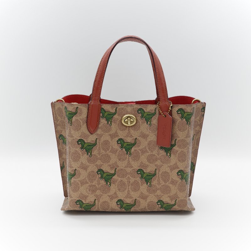 Coach 經典棕色花紋 恐龍太空系列 手提包 斜挎包 兩用包-1